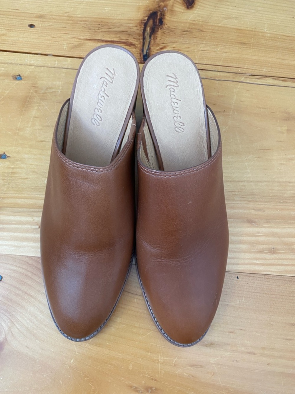 Madewell Tan Leather Slip-On Mules